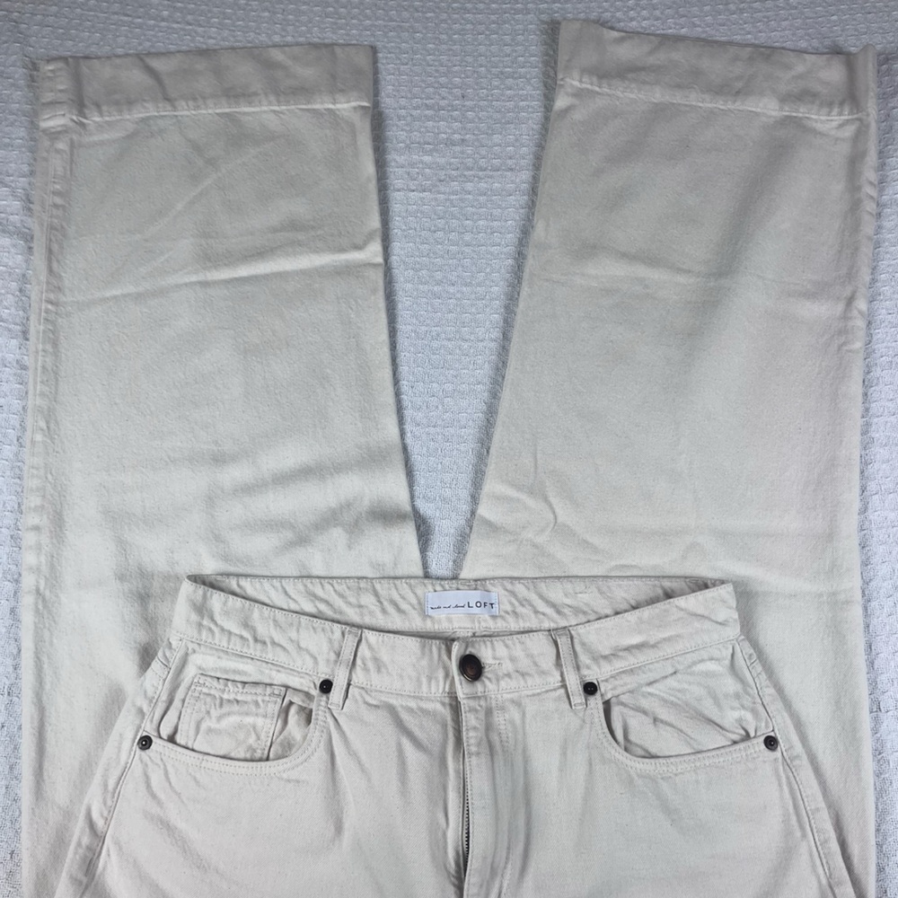 LOFT Women's Wide Leg Cream Jeans